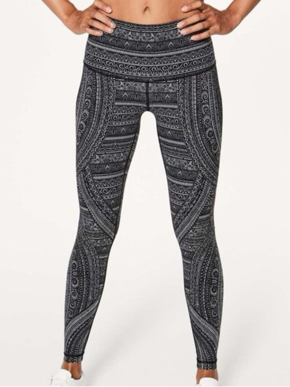Lululemon Wunder Under High-Waist Black & Gray Patterned Leggings